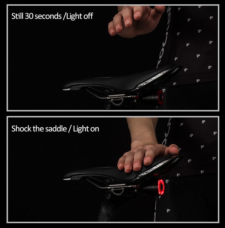 ROCKBROS Q5 Luz inteligente para bicicleta con freno automático, luz trasera LED con detección de freno, IPX6 impermeable, equipo de seguridad para ciclismo