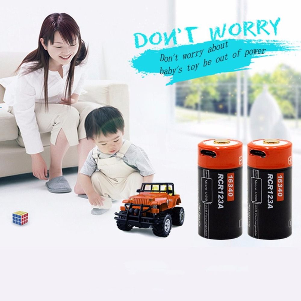 Batería 16340 650mAh 3.7V Recargable Micro USB para Gadgets y Linternas Duradera y de Alta Densidad Energética