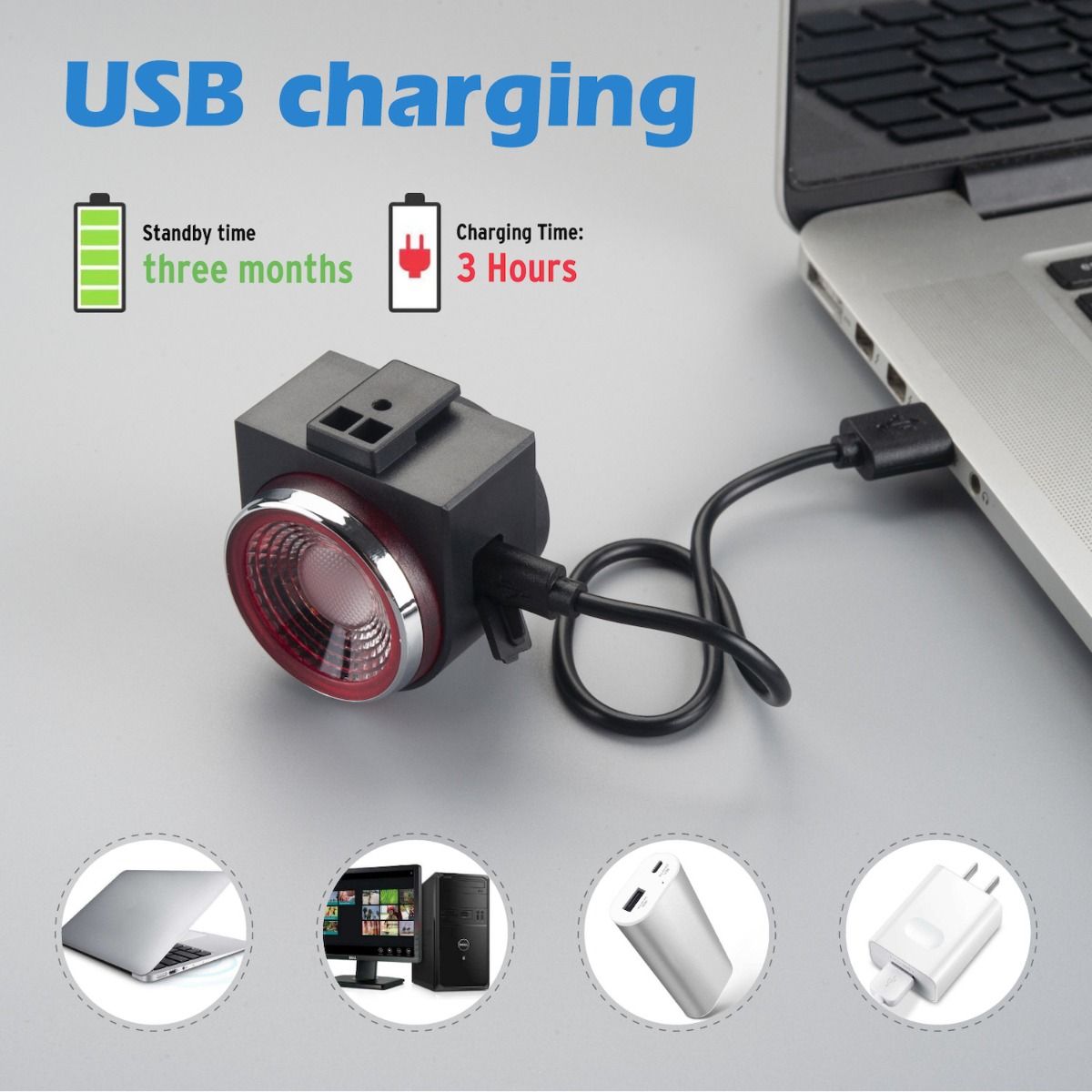 ANTUSI A8 Candado antirrobo con alarma y luz trasera de seguridad para bicicleta de carretera, con freno automático y timbre inalámbrico