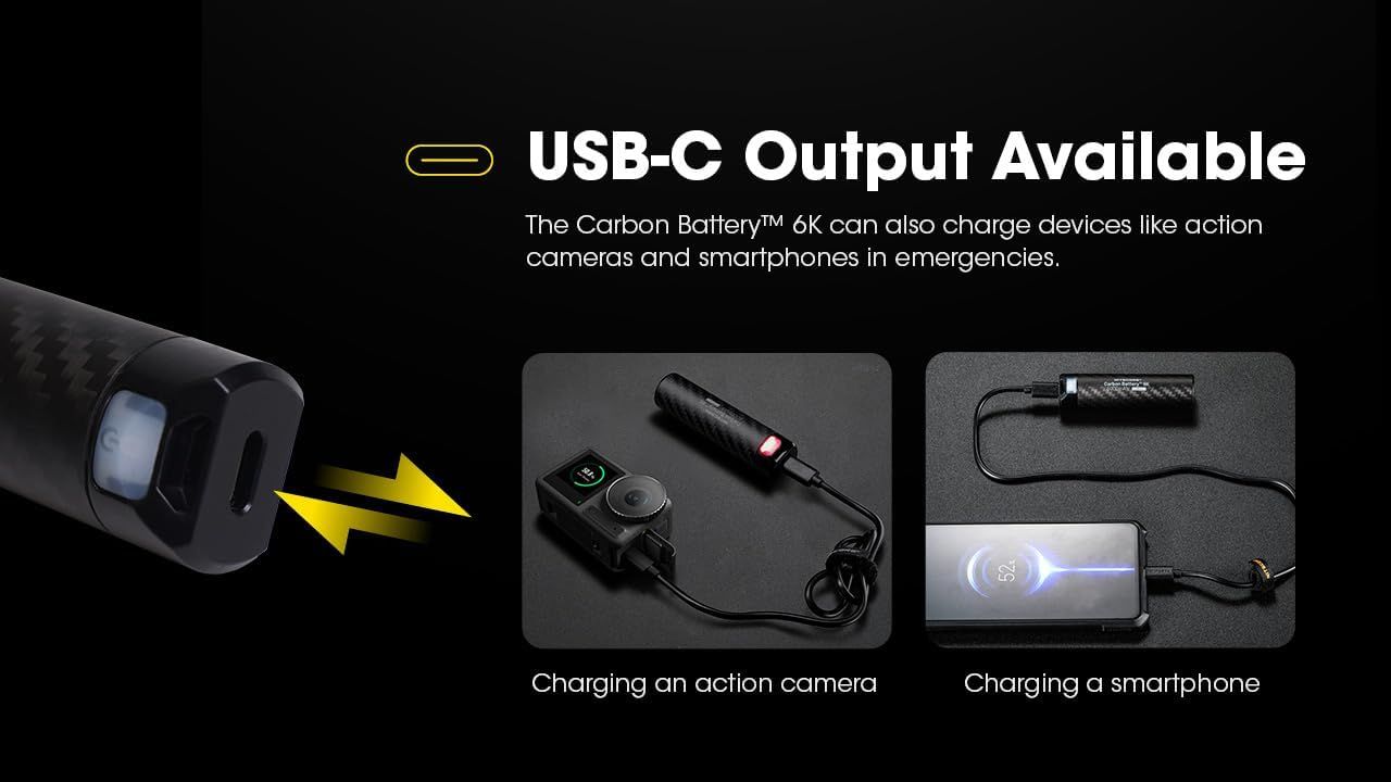 Nitecore Batería de Carbono 6K USB-C Recargable Ligera 6000mAh Resistente al Agua Power Bank