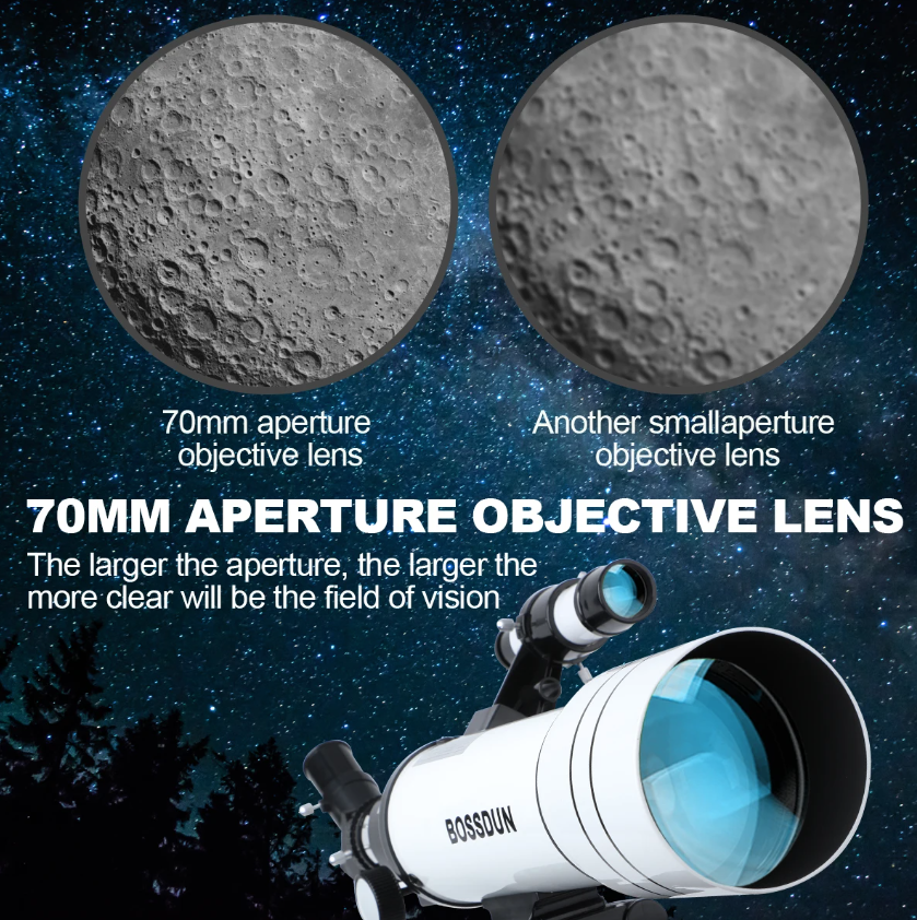Bossdun telescopio 333X profesional para niños exploración lunar galaxias y ciencia en familia lente 70MM