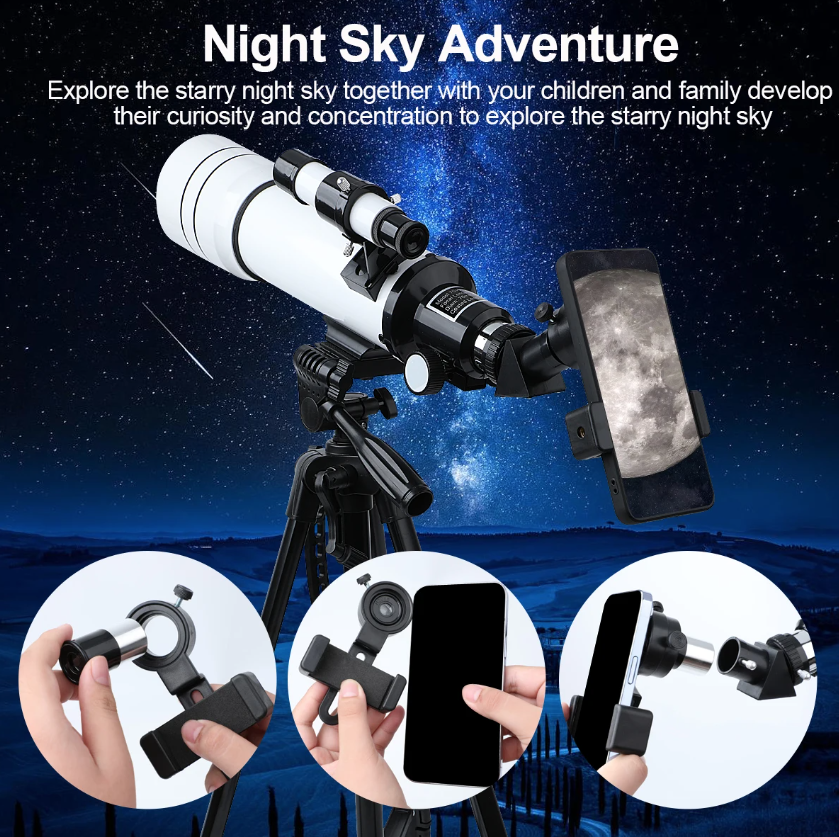 Bossdun telescopio 333X profesional para niños exploración lunar galaxias y ciencia en familia lente 70MM