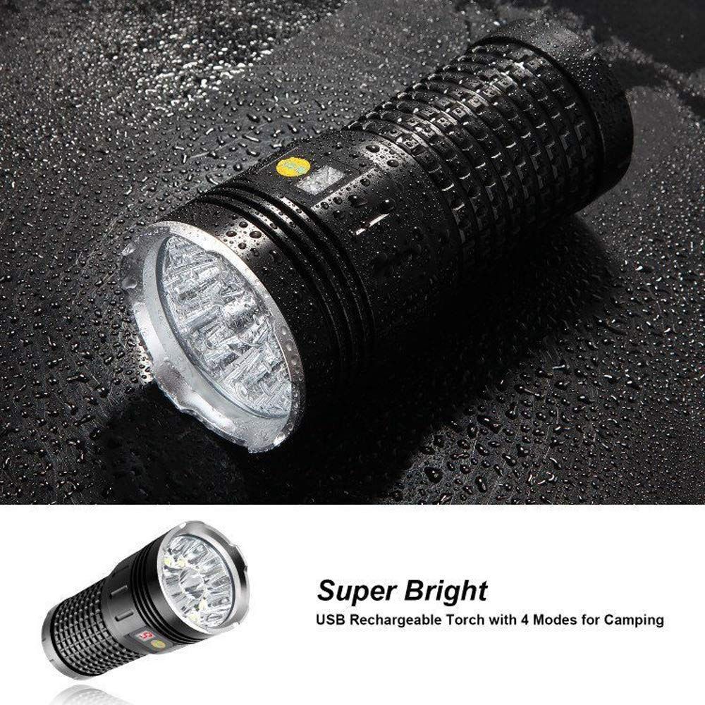 Linterna LED SKY RAY 15000 Lúmenes Recargable USB Tipo-C Perfecta para Camping y Reparaciones en el Hogar