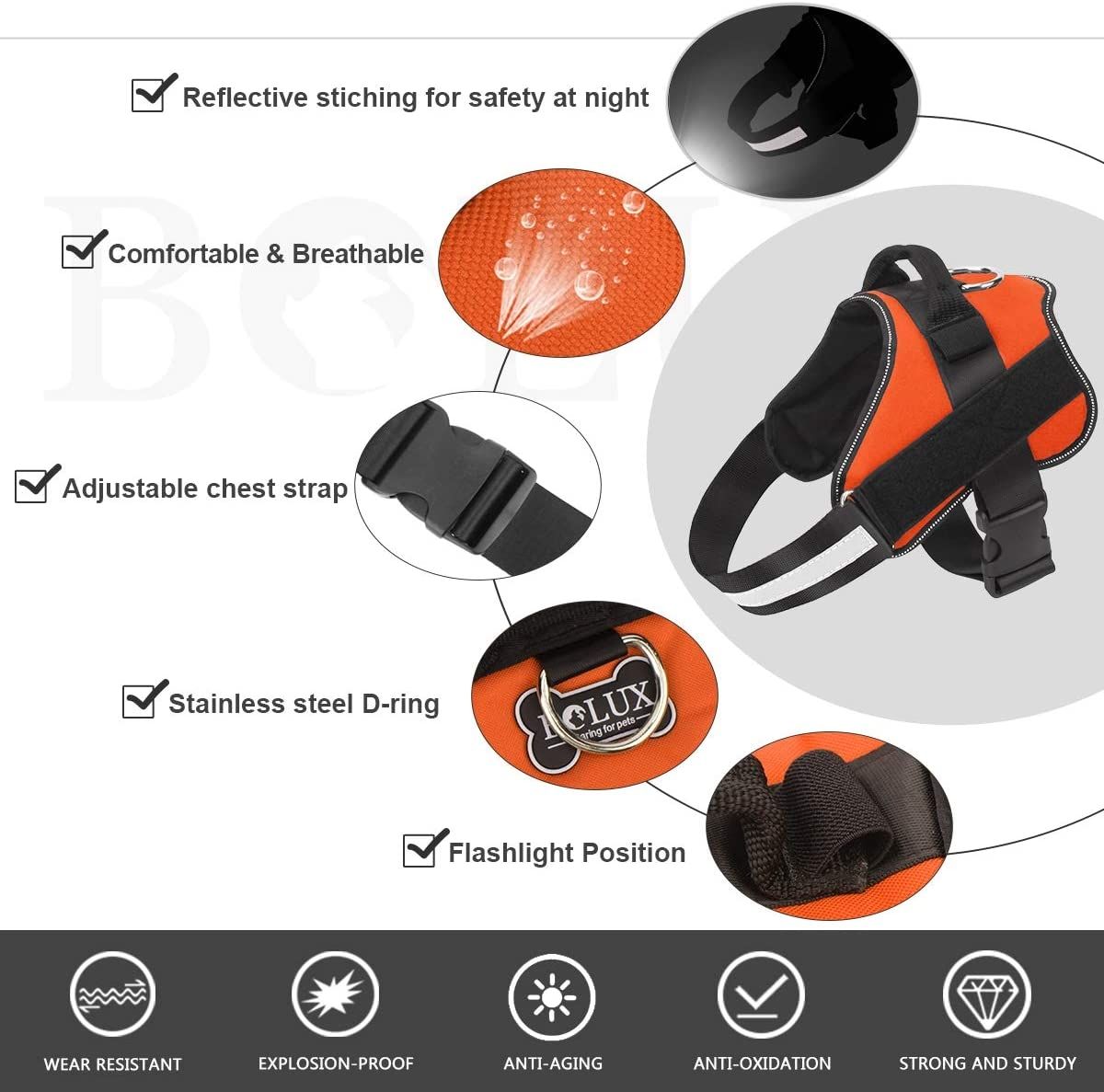 Chaleco reflectante antirrabo para perros con asa y arnés ajustable para razas medianas, equipo cómodo para pasear
