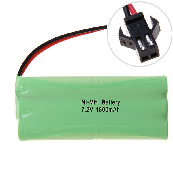Paquete de baterías recargables Ni-MH ecológico de 7,2 V, AA, 1800 mAh, con conector SM, para coches de juguete y batería de dispositivos.