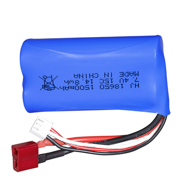 Batería de iones de litio 18650 de 7.4V, 1500mAh, 15C, para carreras de RC, drones, robótica, fuente de alimentación compacta de alto rendimiento.