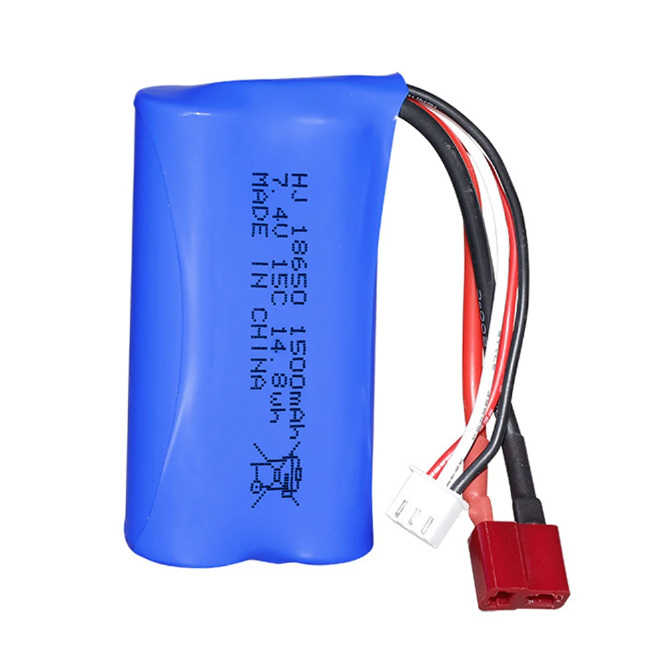 Batería de iones de litio 18650 de 7.4V, 1500mAh, 15C, para carreras de RC, drones, robótica, fuente de alimentación compacta de alto rendimiento.