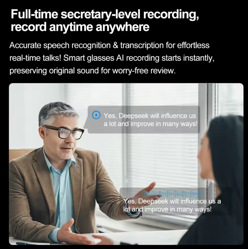 8MP AI Camera Smart Glasses with Translation, Recording, Waterproof, and Color-Changing