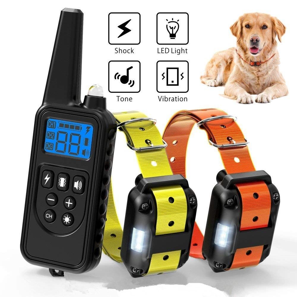 Collar de adiestramiento para perros eléctrico impermeable recargable de 800 m con control remoto para mascotas, pantalla LCD y modos ajustables