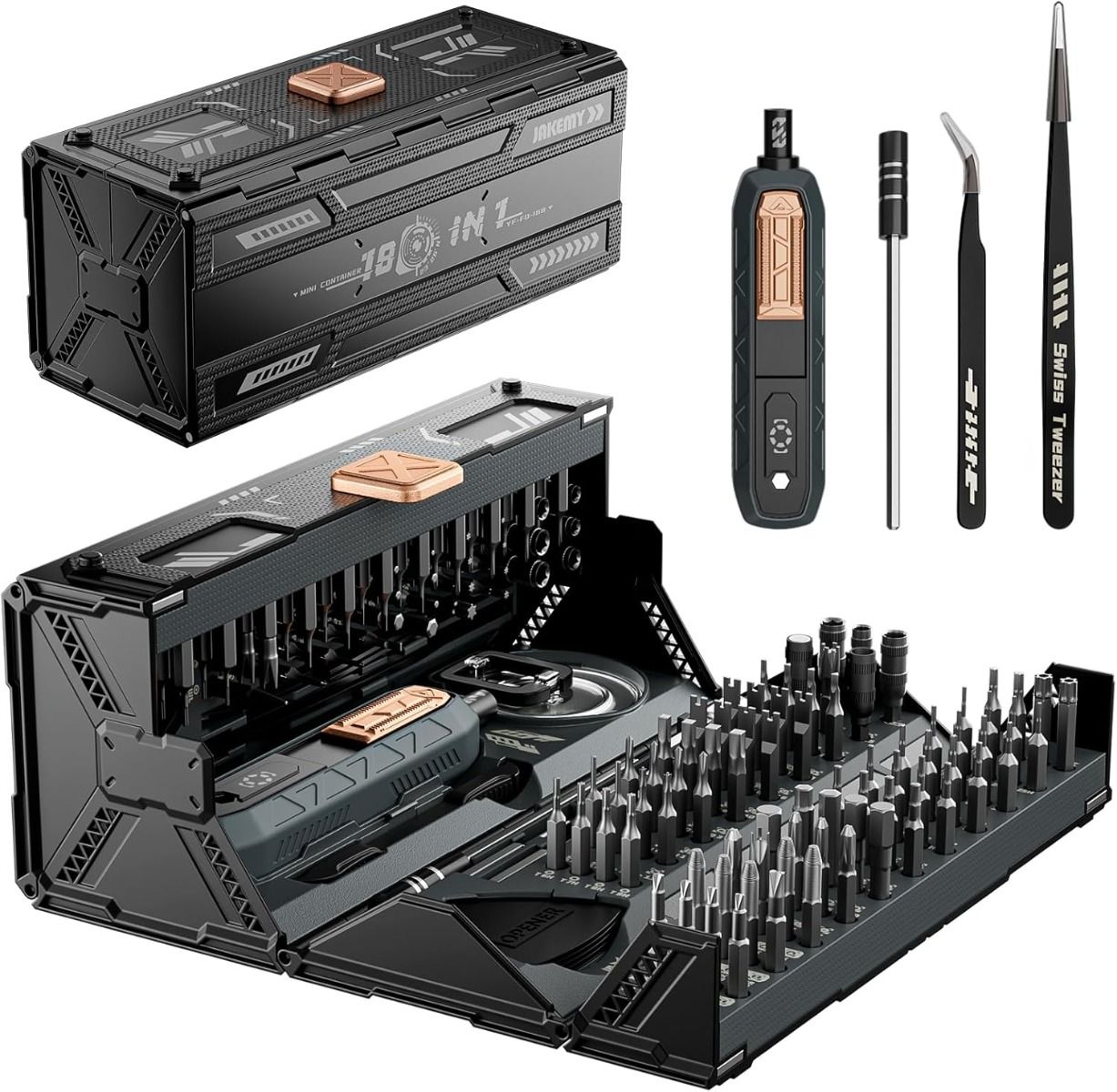 Juego de destornilladores de precisión con 21 tipos de 160 puntas magnéticas, JAKEMY Kit de reparación profesional de destornilladores multibit para portátiles para la mayoría de dispositivos electrónicos, reloj, Xbox, consola, gafas, timbre