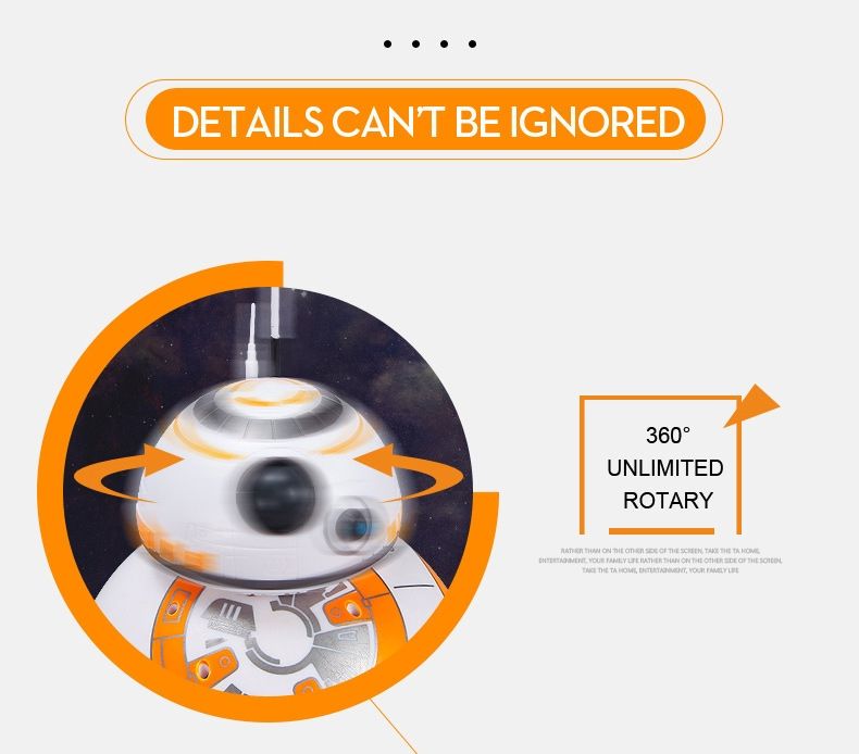 Nuevo RC robot BB-8 Star Wars de 205 cm con rotación 360° y suspensión magnética para diversión de niños
