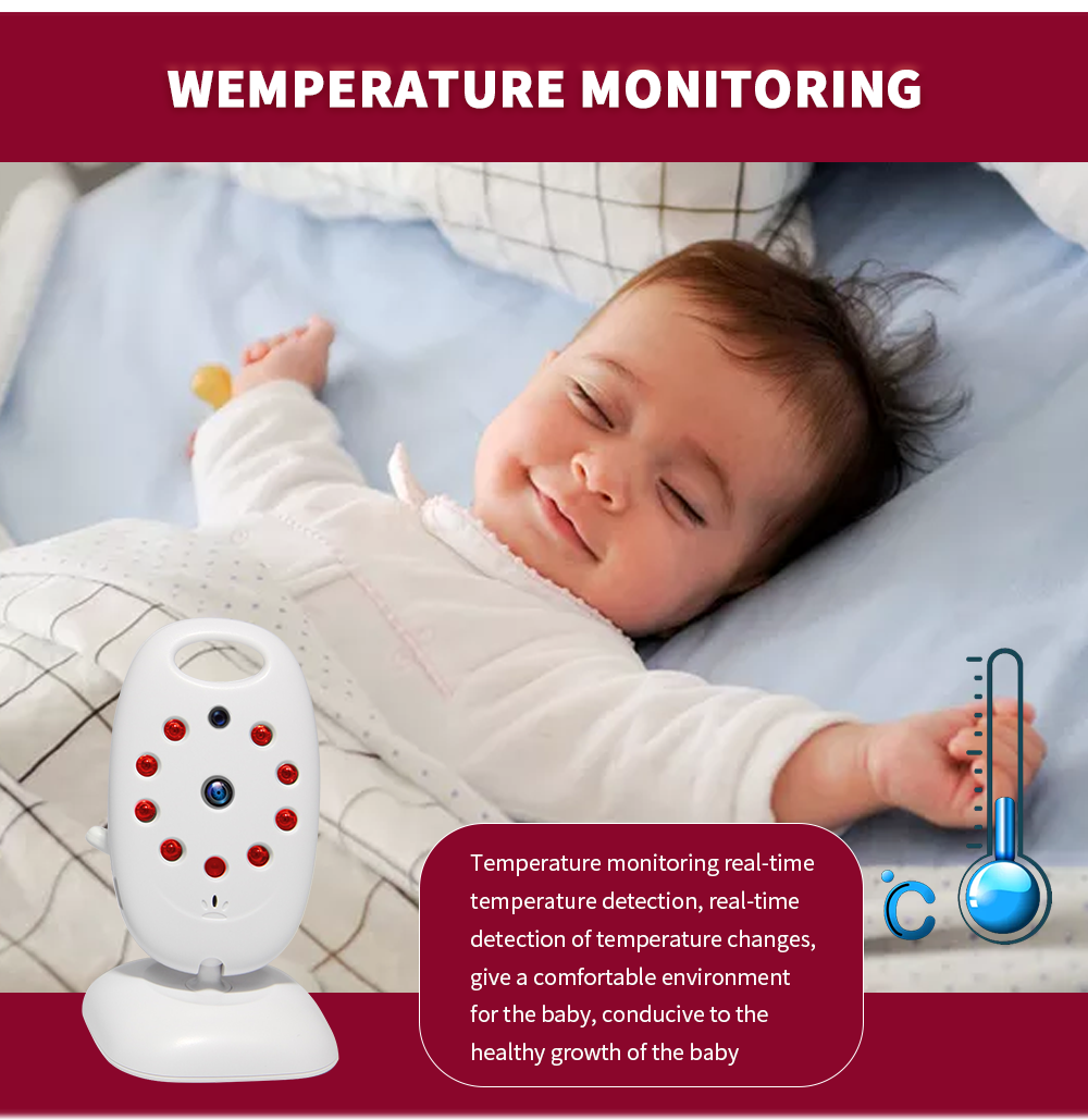 VB601 Monitor de video bebé inalámbrico 2.4g con comunicación bidireccional, visión nocturna y monitoreo de temperatura