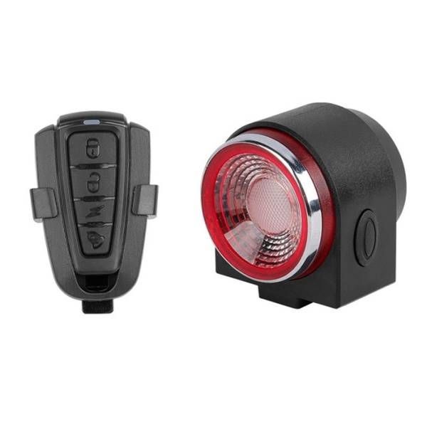ANTUSI A8 Candado antirrobo con alarma y luz trasera de seguridad para bicicleta de carretera, con freno automático y timbre inalámbrico