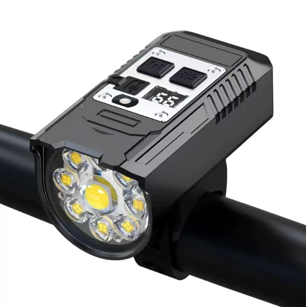 Luz Delantera Bicicleta 9 LEDs Potente Recargable Tipo-C, Impermeable para Seguridad Ciclismo