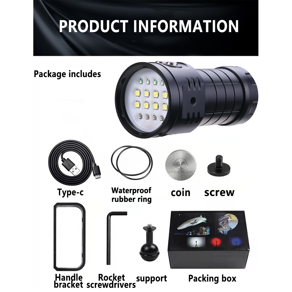 C16 Linterna de Buceo Subacuática Impermeable 100M Linterna LED Perfecta para Aventuras de Buceo Snorkel Fotografía