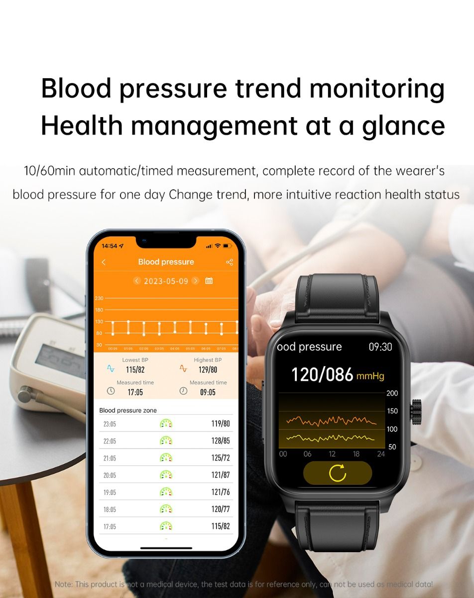 ET540 Glucosa en sangre ECG Temperatura corporal Presión arterial Oxígeno en sangre Frecuencia cardíaca Llamada Bluetooth Reloj inteligente Rastreador de fitness