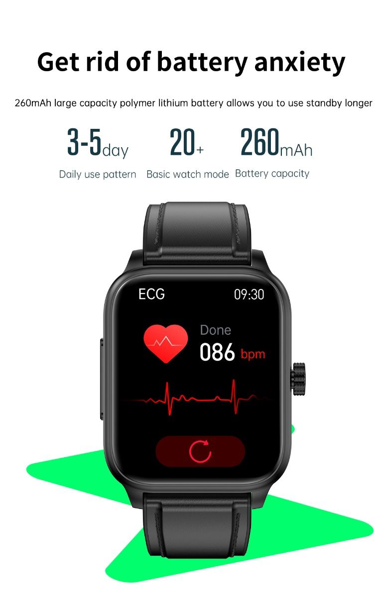 ET540 Glucosa en sangre ECG Temperatura corporal Presión arterial Oxígeno en sangre Frecuencia cardíaca Llamada Bluetooth Reloj inteligente Rastreador de fitness