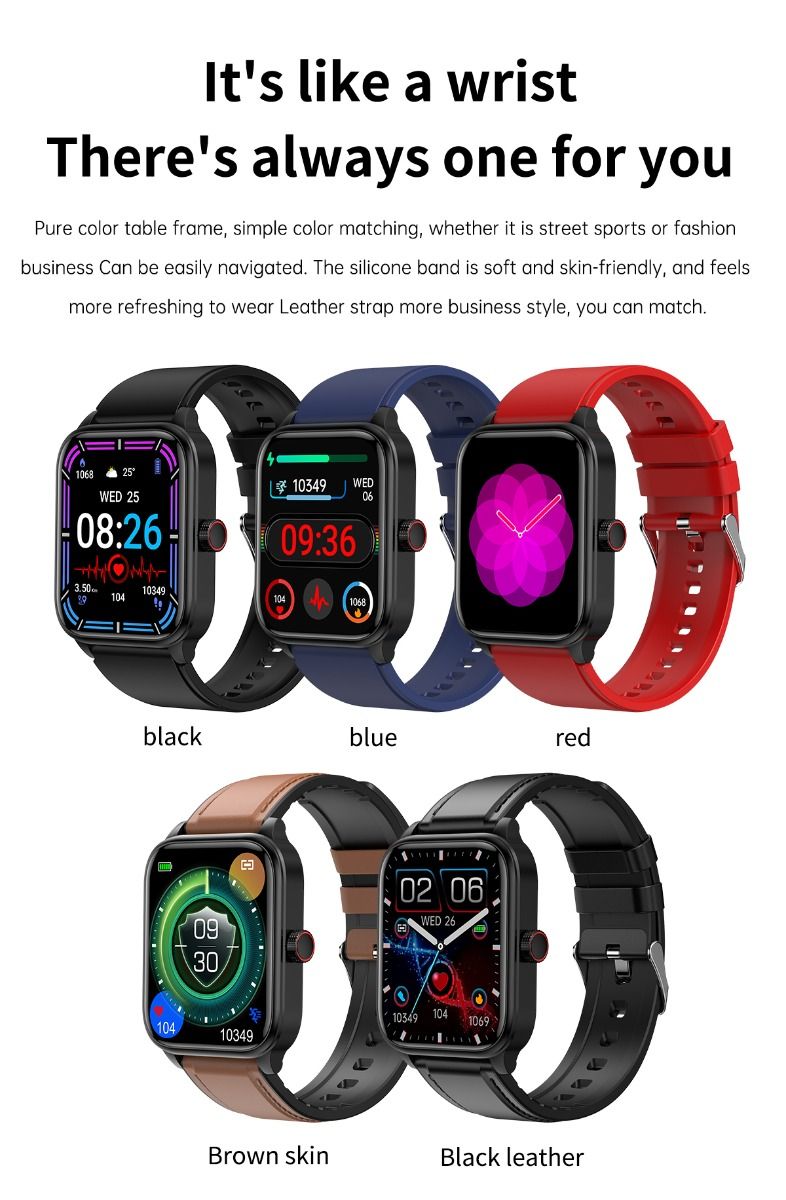 ET540 Glucosa en sangre ECG Temperatura corporal Presión arterial Oxígeno en sangre Frecuencia cardíaca Llamada Bluetooth Reloj inteligente Rastreador de fitness