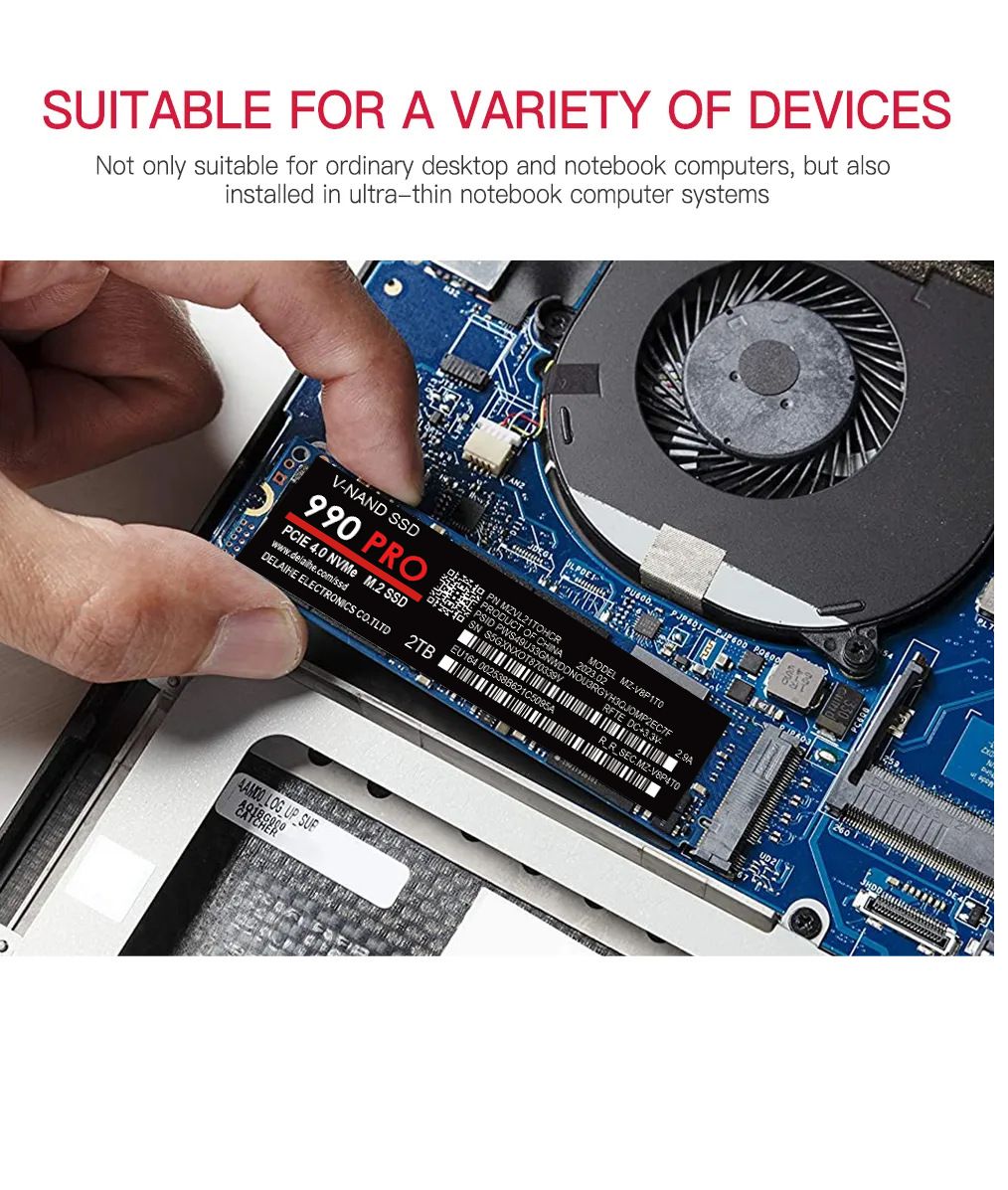 SSD de alta velocidad 990 PRO PCIe 4.0 NVMe 4.0 M.2 2280 1TB 2TB 4TB SSD interno de estado sólido para portátil PC PS4