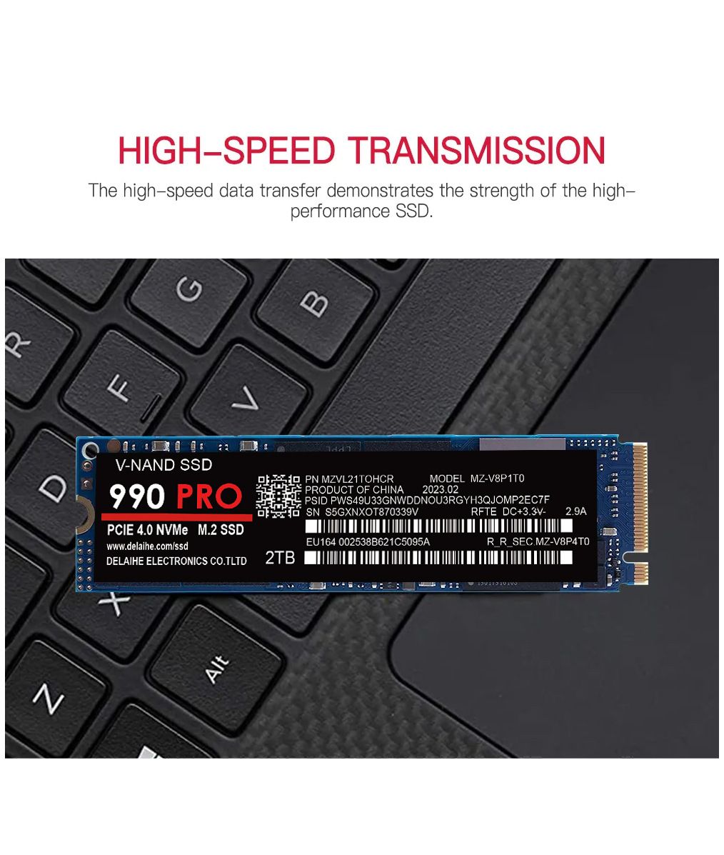 SSD de alta velocidad 990 PRO PCIe 4.0 NVMe 4.0 M.2 2280 1TB 2TB 4TB SSD interno de estado sólido para portátil PC PS4