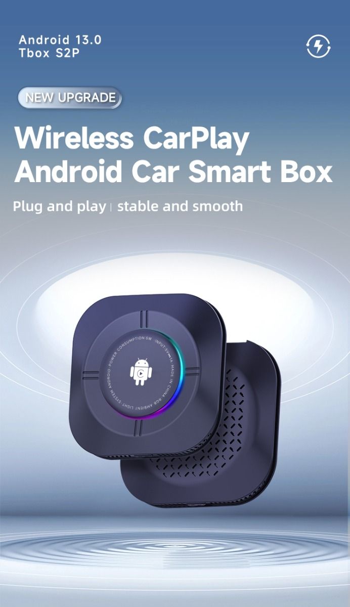 Carlinkit Android 13 TV Box Wireless CarPlay Conectividad sin interrupciones Adaptador de 8 núcleos para entretenimiento en el automóvil