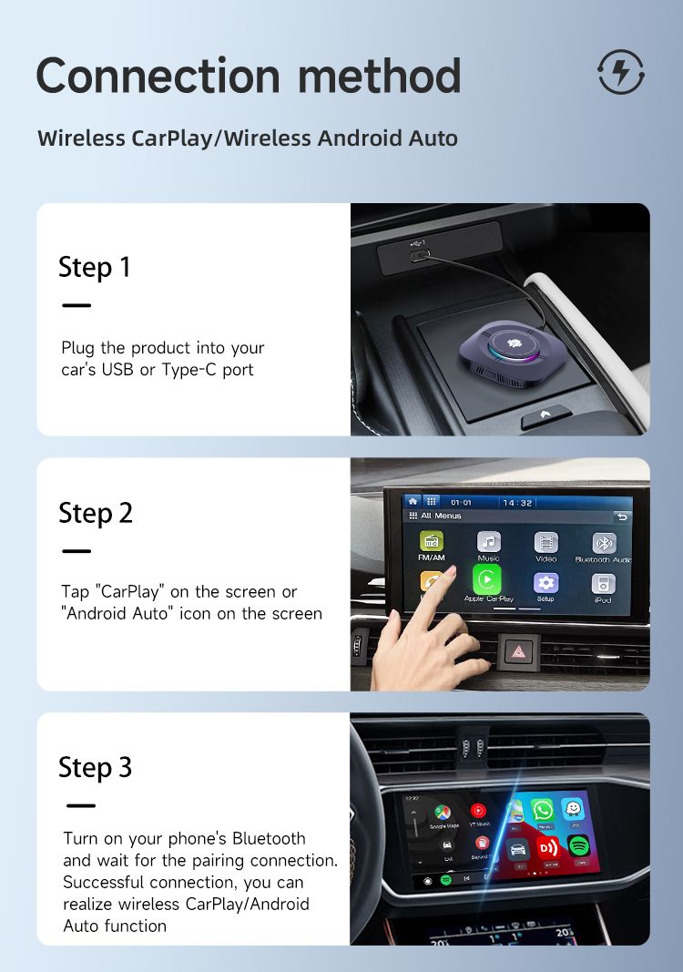 Carlinkit Android 13 TV Box Wireless CarPlay Conectividad sin interrupciones Adaptador de 8 núcleos para entretenimiento en el automóvil