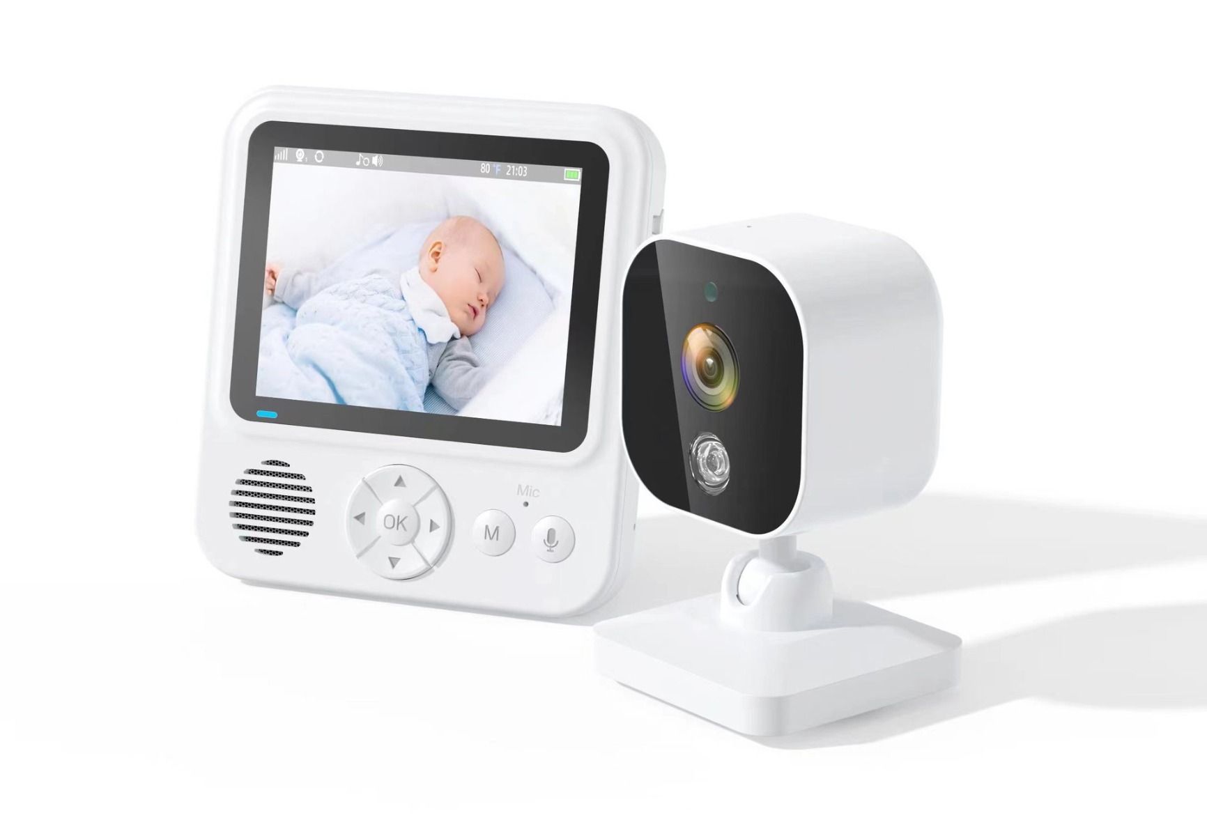 AMB900 Monitor de Vídeo para Bebé 2.8 Pulgadas 720P con Intercomunicador Bidireccional y Visión Nocturna