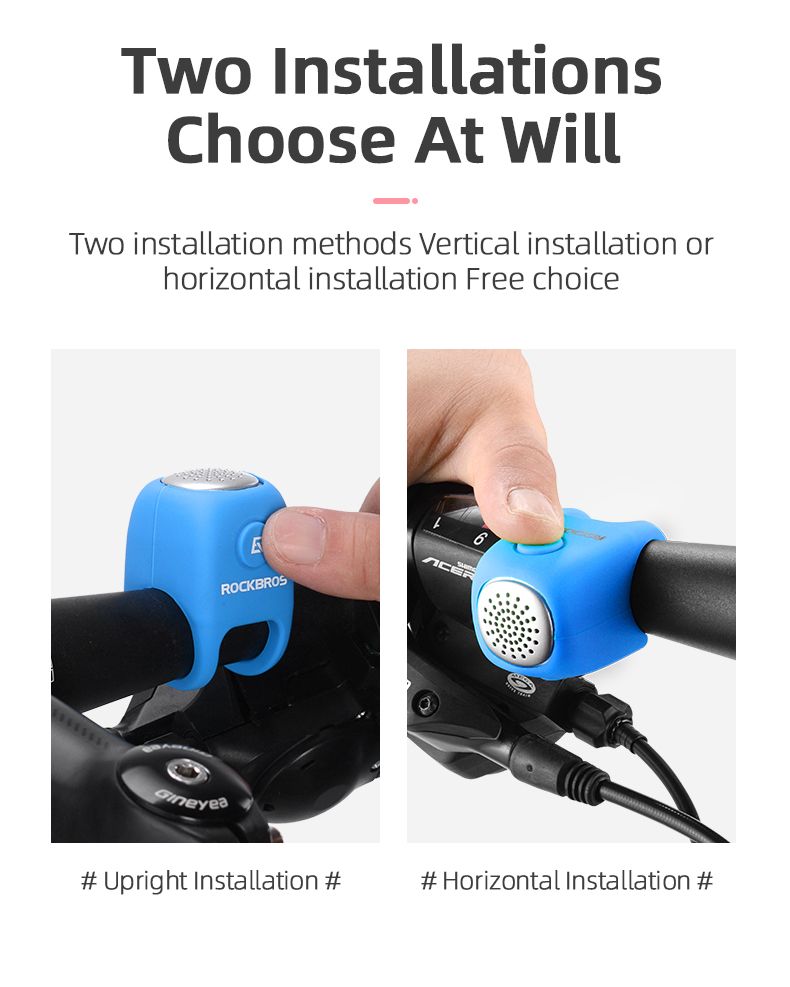 ROCKBROS Timbre Eléctrico para Bicicleta con Bocina de 90 dB, Diseño a Prueba de Lluvia, Accesorio para Manillar de MTB para una Conducción Segura