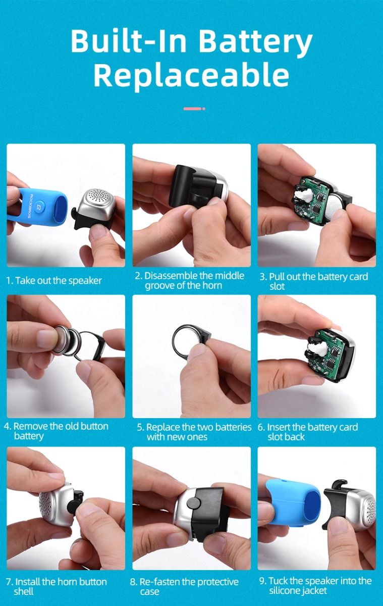 ROCKBROS Timbre Eléctrico para Bicicleta con Bocina de 90 dB, Diseño a Prueba de Lluvia, Accesorio para Manillar de MTB para una Conducción Segura