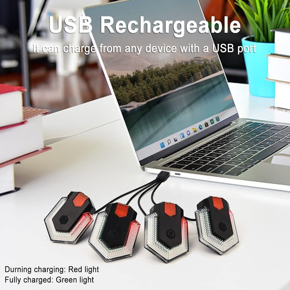 CarryBright CBX4 Luz de señal de giro para bicicleta con bocina, carga USB, impermeable, accesorio de seguridad para ciclismo