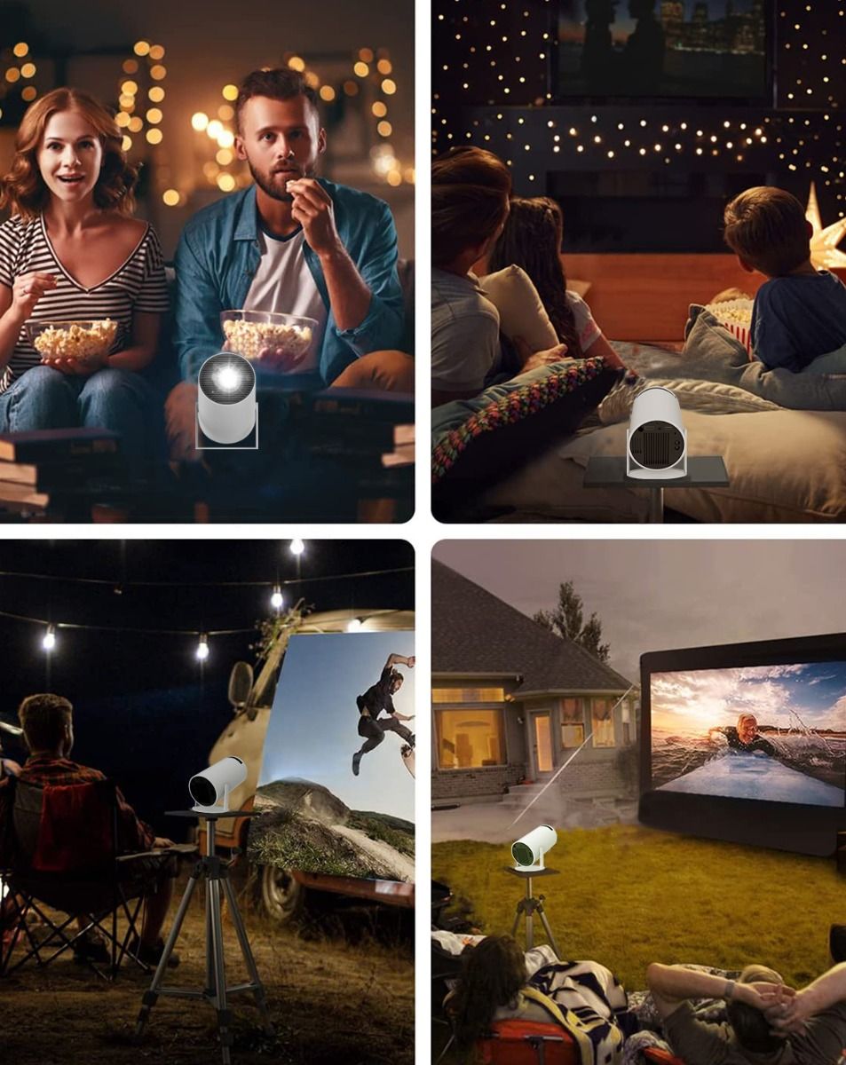 HY300 Proyector Android Inteligente Portátil 1280x720P Full HD WiFi 6 Cine en Casa Versátil Noche de Películas