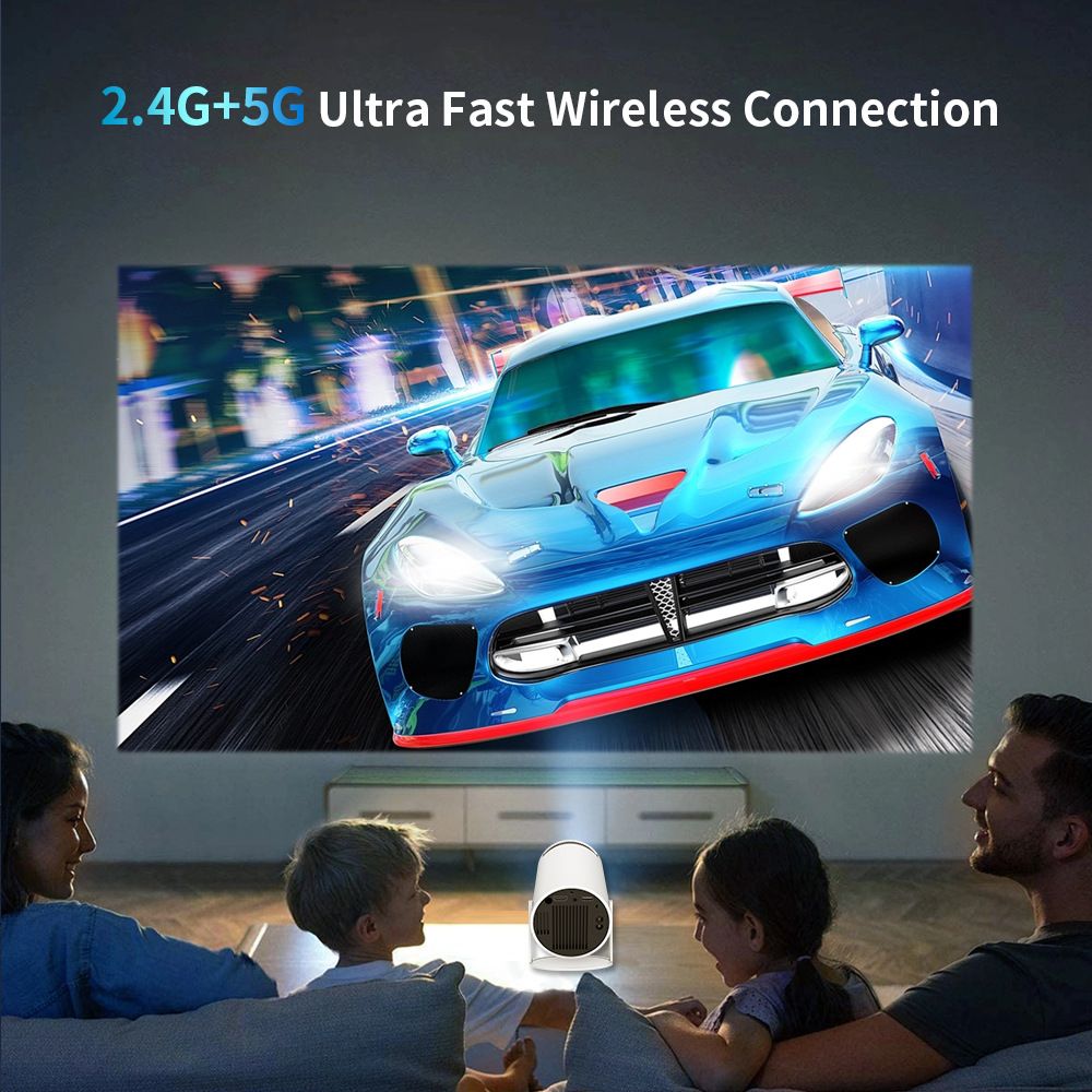 HY300 Proyector Android Inteligente Portátil 1280x720P Full HD WiFi 6 Cine en Casa Versátil Noche de Películas
