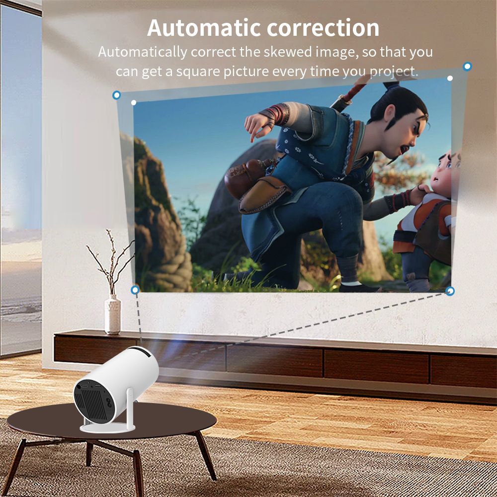 HY300 Proyector Android Inteligente Portátil 1280x720P Full HD WiFi 6 Cine en Casa Versátil Noche de Películas