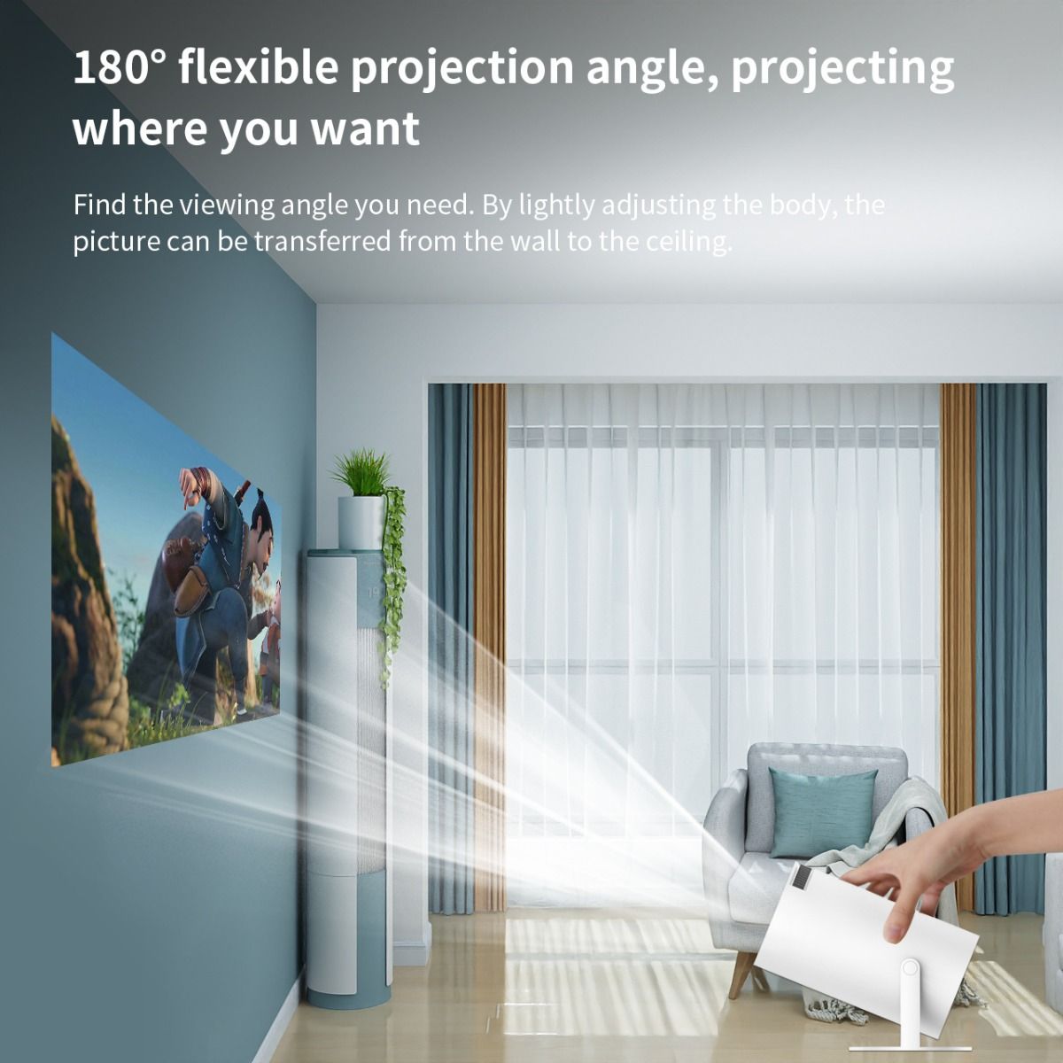 HY300 Proyector Android Inteligente Portátil 1280x720P Full HD WiFi 6 Cine en Casa Versátil Noche de Películas