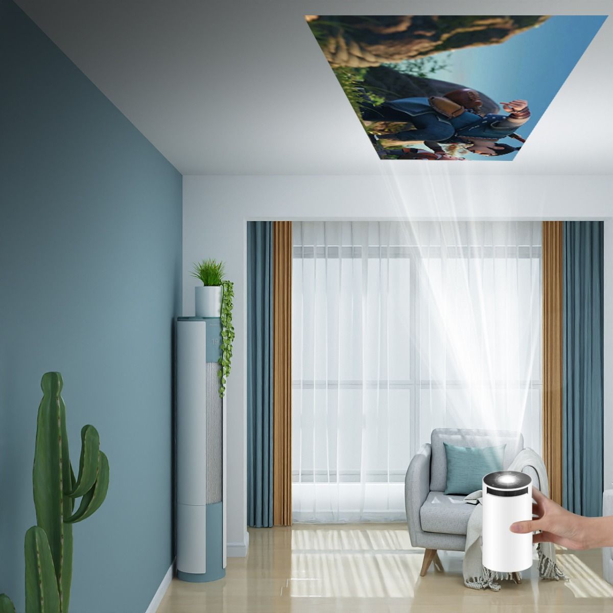 HY300 Proyector Android Inteligente Portátil 1280x720P Full HD WiFi 6 Cine en Casa Versátil Noche de Películas