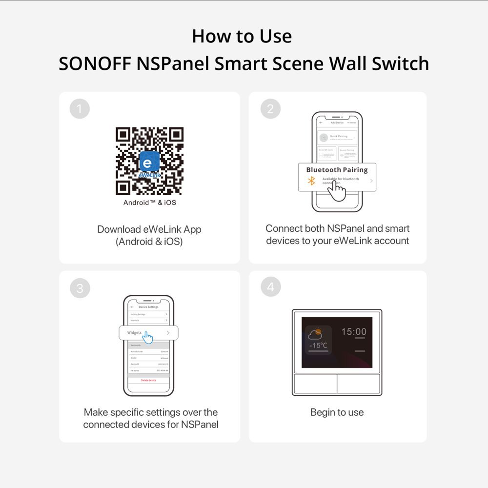 SONOFF NSPanel Interruptor Inteligente de Escena WiFi Control Todo-en-Uno con Pantalla Táctil para Automatización del Hogar Inteligente