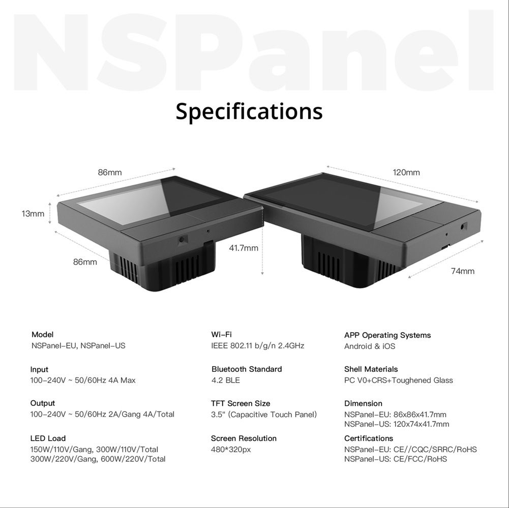 SONOFF NSPanel Interruptor Inteligente de Escena WiFi Control Todo-en-Uno con Pantalla Táctil para Automatización del Hogar Inteligente