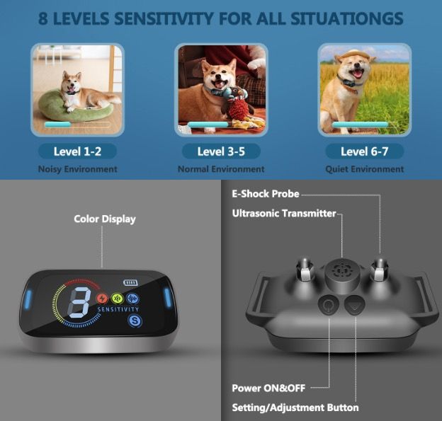 Collar de Entrenamiento Ultrasónico y Eléctrico para Perros Control Inteligente Ligero y Cómodo para Dejar de Ladrar