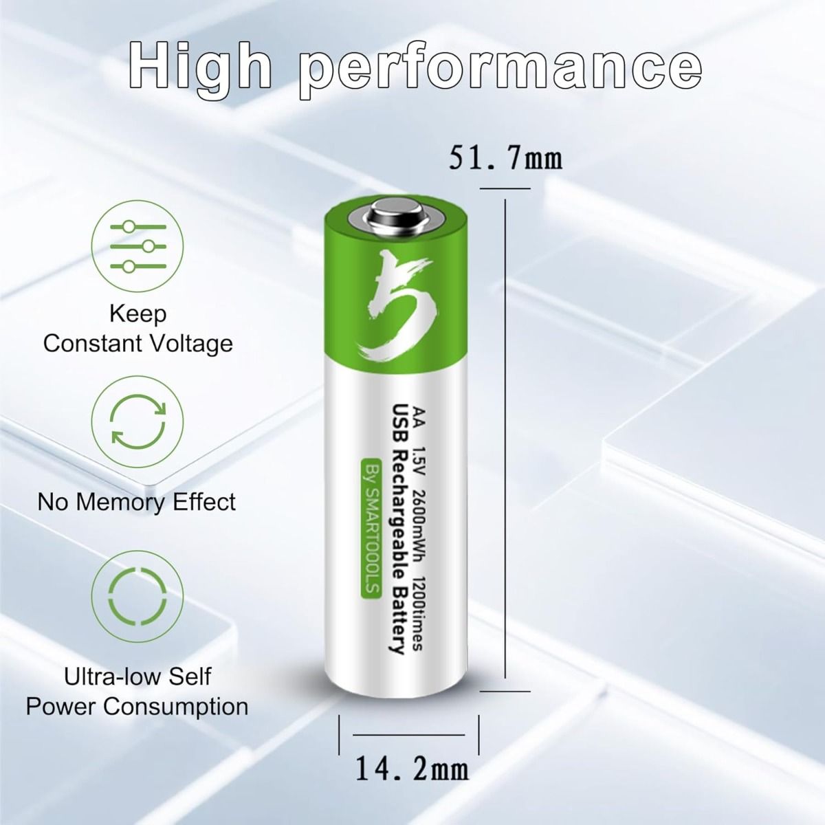 Pilas AA recargables USB-C 2600mWh 1.5V. ¡Larga duración, carga directa y ecológicas!