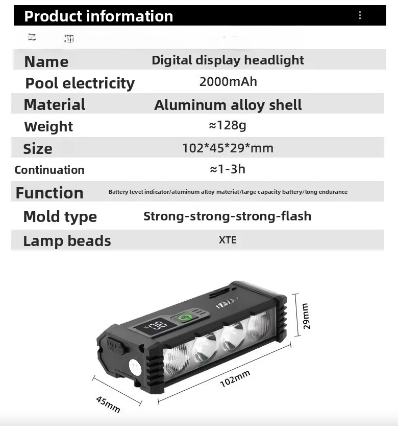 ACRUNU Luz LED para bicicleta recargable por USB - Faro delantero de bicicleta con 4 modos
