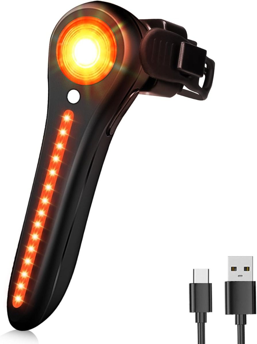 Luz Trasera Bicicleta Inteligente USB-C Recargable. Súper Brillante para Ciclismo de Montaña y Carretera.