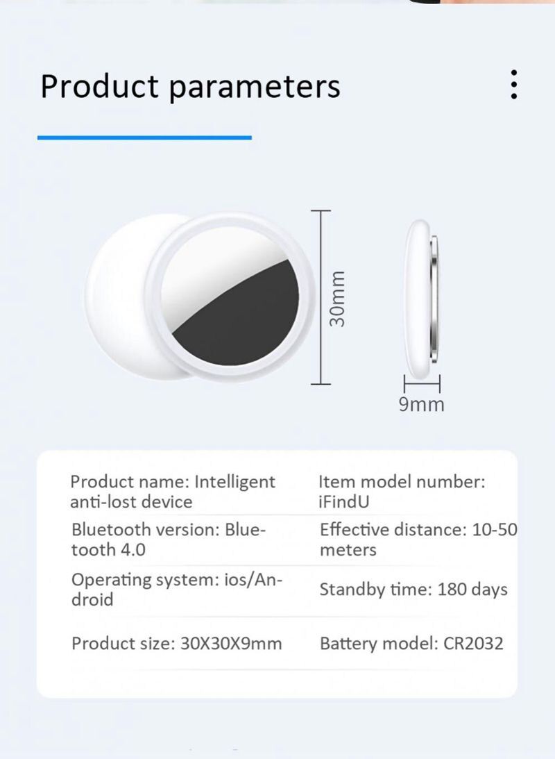 Rastreador GPS Mini Bluetooth 4.0 Localizador Inteligente Dispositivo Antipérdida Ligero para Llaves, Mascotas, Niños - Ubicación en Tiempo Real
