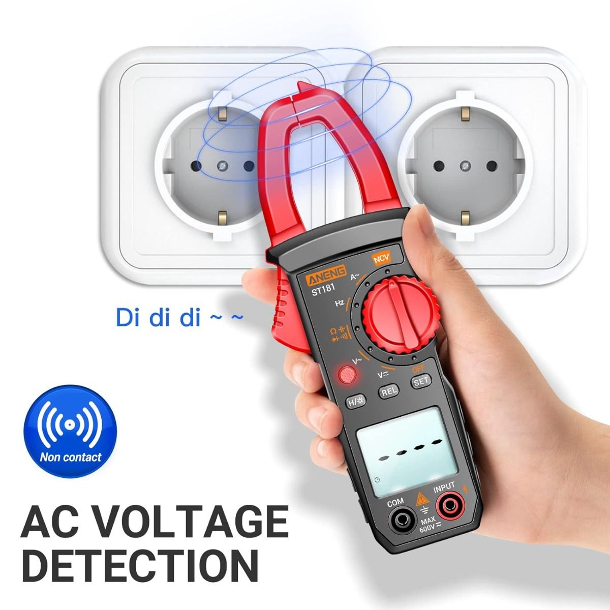 ANENG ST180 Multímetro Pinza Amperimétrica Digital 4000 Cuentas con NCV Amp Ohm Volt Mide Corriente CA, Voltaje CA/CC, Capacitancia, Resistencia, Diodos, Continuidad, Frecuencia, Retroiluminación Herramientas para Electricistas