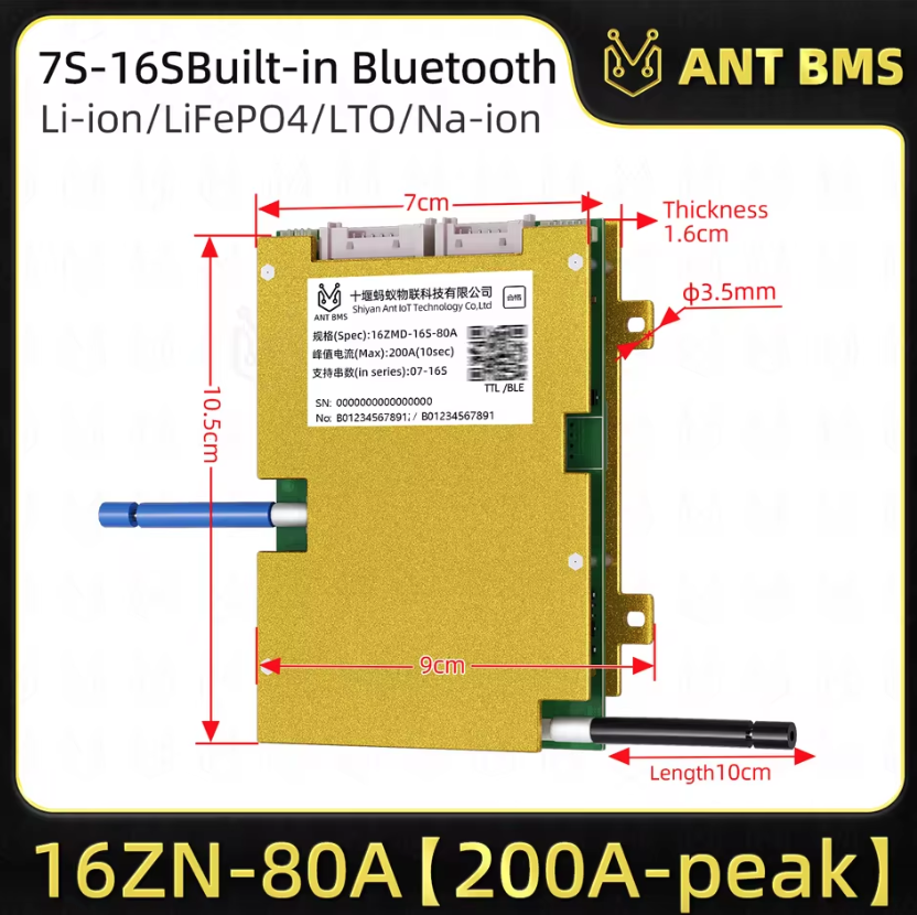 BMS inteligente ANT Smart 4S-24S 40A Lifepo4/Li-ion. Bluetooth. Protección de Batería E-bike.