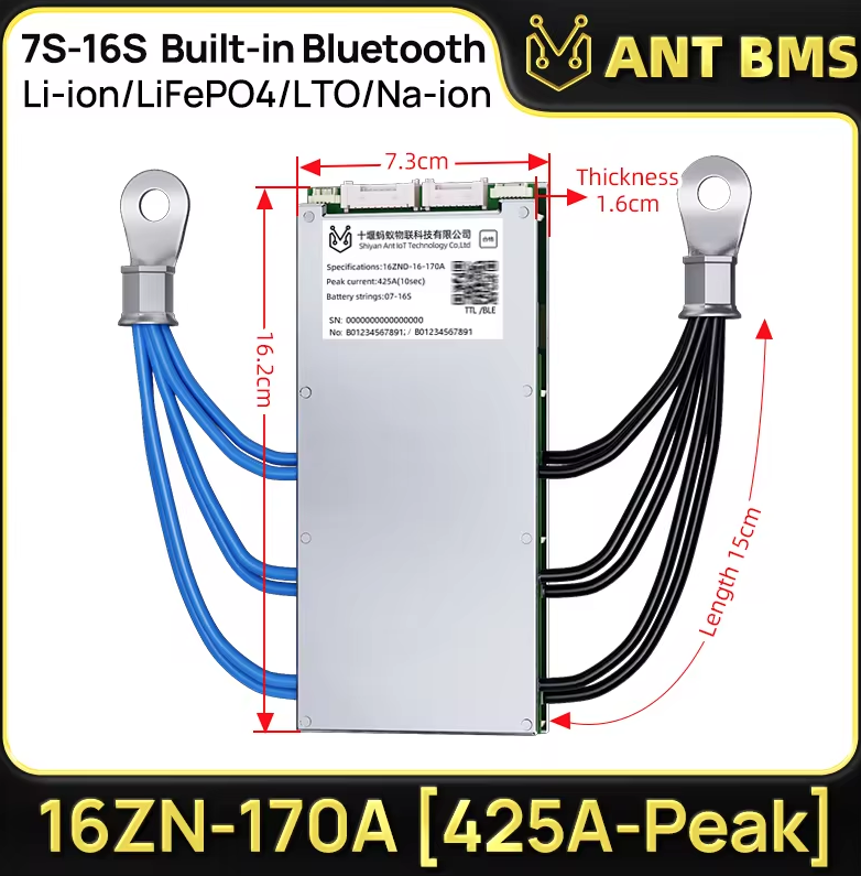 BMS inteligente ANT Smart 4S-24S 40A Lifepo4/Li-ion. Bluetooth. Protección de Batería E-bike.
