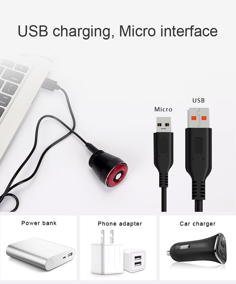 ANTUSI Q5 Luz Trasera Inteligente para Bicicleta con Sensor de Frenado, Luz LED para Ciclismo, Impermeable IPx6, Perfecta para Desplazamientos Urbanos