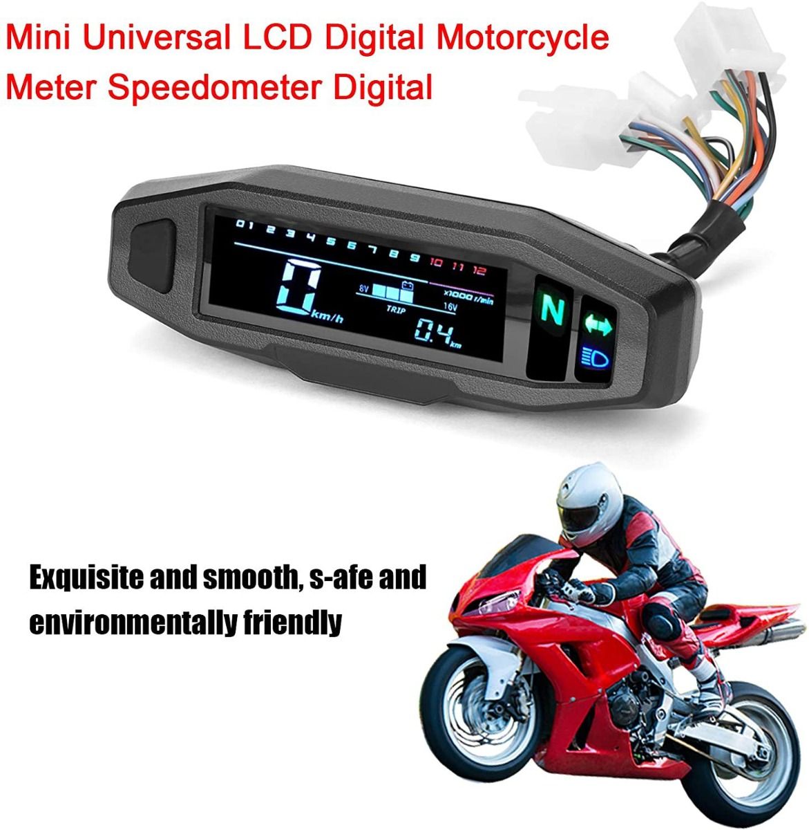 Tacómetro universal para motocicleta, velocímetro digital con odómetro y pantalla multifunción, fácil instalación.