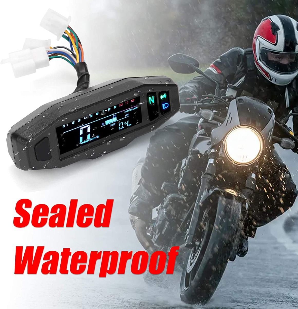 Tacómetro universal para motocicleta, velocímetro digital con odómetro y pantalla multifunción, fácil instalación.