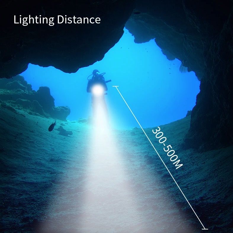 Linterna de buceo LED B11 Rojo Azul Blanco Luz de fotografía subacuática 80M Faro de buceo para exploración marina