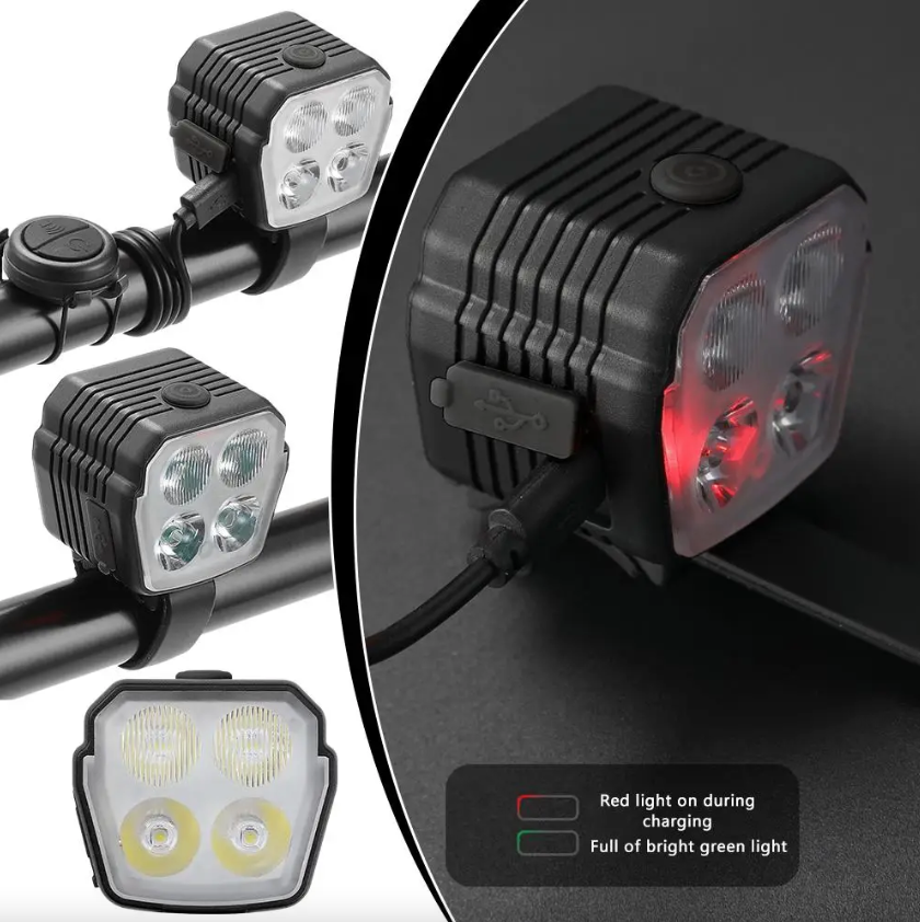 Bocina y Faro para Bicicleta 2 en 1 Luces Cerca y Lejos para Bici MTB 2/4 Lámparas Control por Cable con Cuentas Accesorios de Bicicleta
